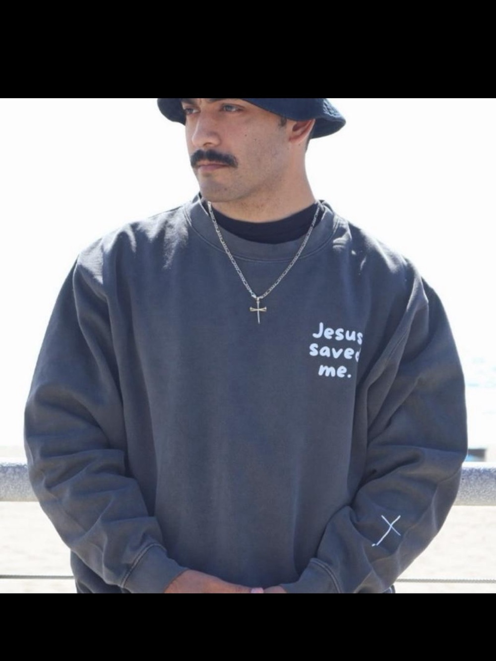 Unisex Charcoal Crewneck with 'Jesus Saved Me' Print